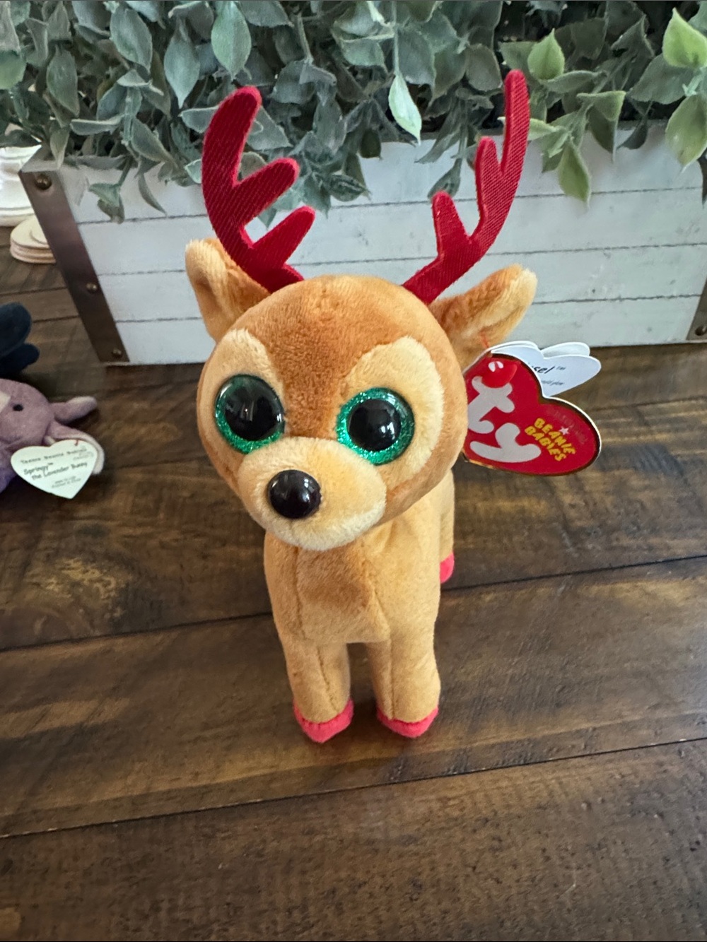 Beanie baby - Ty ‘TINSEL’ Sparkle-Eye Reindeer Brown with Red Antlers